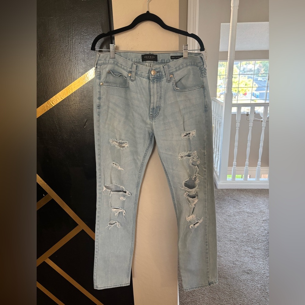 (PACSUN) Distressed Light Blue Jeans